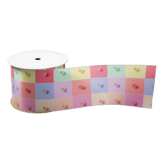 Retro madeliefje Rood Roze Aqua Blauw Bloemige Ver Satijnen Lint
