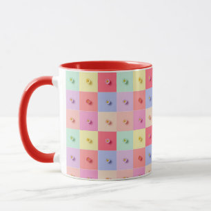 Retro madeliefje Rood Roze Blauwe Bloemen patroon Mok