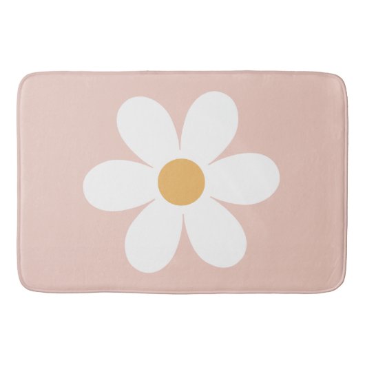 Retro madeliefje roze boho badmat (Voorkant)