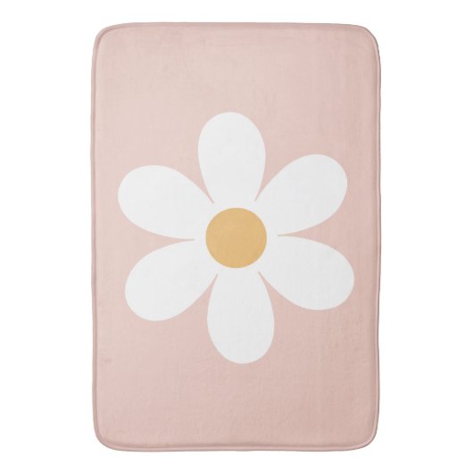 Retro madeliefje roze boho badmat (Voorkant Verticaal)
