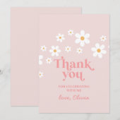 Retro madeliefje roze boho dank je favoriet kaart (Voorkant / Achterkant)