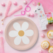 Retro madeliefje roze boho papieren bordje (Feest)