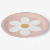 Retro madeliefje roze boho papieren bordje (Gekanteld)