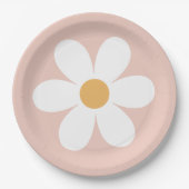 Retro madeliefje roze boho papieren bordje (Voorkant)