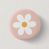 Retro madeliefje roze boho ronde button 3,2 cm (Voorkant)