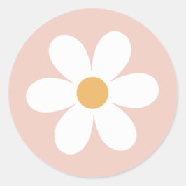 Retro madeliefje roze boho ronde sticker