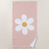 Retro Madeliefje Roze boho Strandlaken (Voorkant)