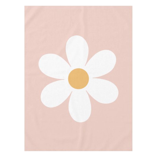 Retro madeliefje roze boho tafelkleed (Voorkant)