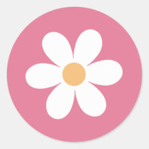 Retro Madeliefje Roze Klassieke Ronde Sticker