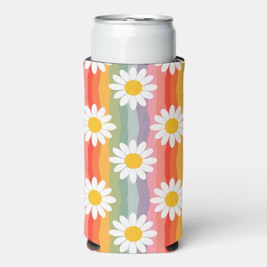 Retro madeliefje seltzer blikjeskoeler (Seltzer Voorkant)