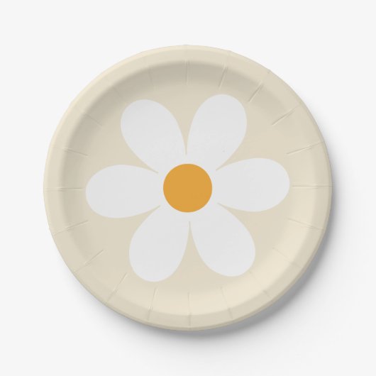 Retro madeliefje tan boho papieren bordje (Voorkant)