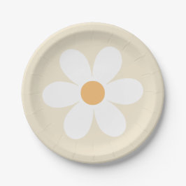 Retro madeliefje tan boho papieren bordje