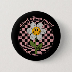 Retro Madeliefje uit de jaren 70 Alleen goede vi Ronde Button 5,7 Cm