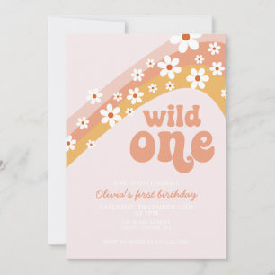 Retro madeliefje Wild One boho bloem eerste verjaa Kaart