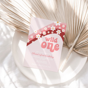 Retro madeliefje Wild One boho bloem eerste verjaa Kaart