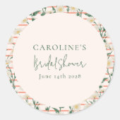 Retro Madeliefjes Bloem Groen Huwelijksfeest Custo Ronde Sticker (Voorkant)