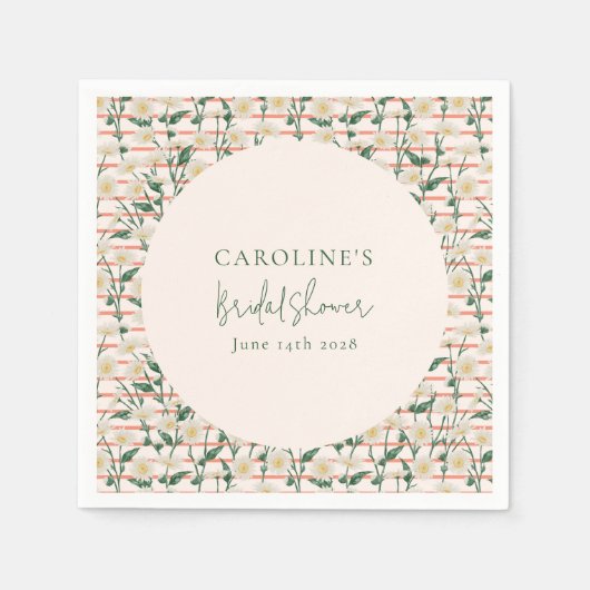 Retro Madeliefjes Bloem Groen Huwelijksfeest Custo Servet (Voorkant)