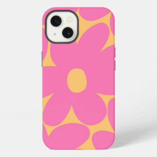 Retro Madeliefjes Bloemen in Roze Bleke Goudsbloem iPhone 13 Hoesje