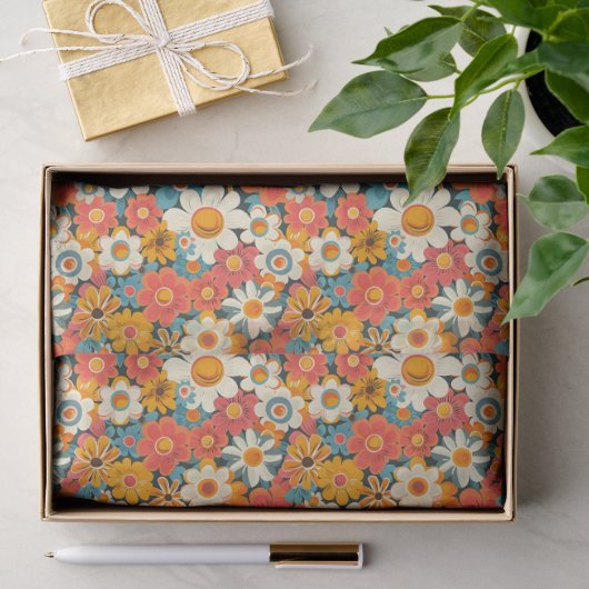 Retro Madeliefjes Bloemetjes Tissuepapier (Geschenk)