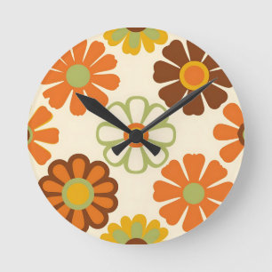 Retro Madeliefjes Bloemmotief Ronde Klok
