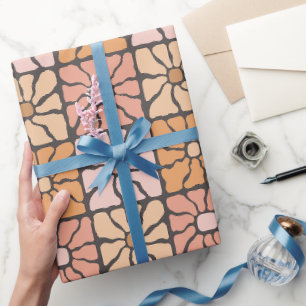 Retro Madeliefjes Tegels Cadeaupapier