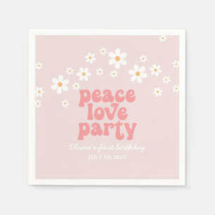 Retro Madeliefjes Vrede Liefde Feest Verjaardag Servet