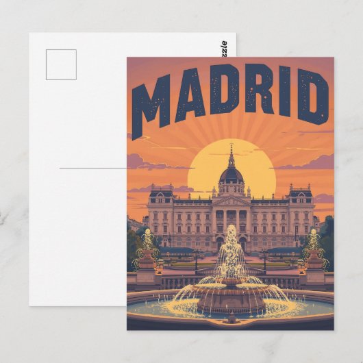 Retro Madrid Reizen Briefkaart (Voorkant / Achterkant)