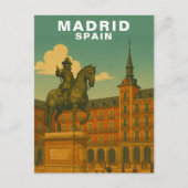 Retro Madrid, Spanje Historisch Stadplein Briefkaart (Voorkant)