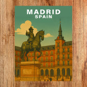 Retro Madrid, Spanje Historisch Stadplein Briefkaart