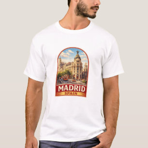 Retro Madrid Spanje Reisposter Stijlontwerp T-shirt