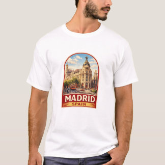 Retro Madrid Spanje Reisposter Stijlontwerp T-shirt