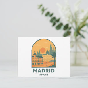 Retro Madrid Spanje Reizen – Oude Stad Briefkaart