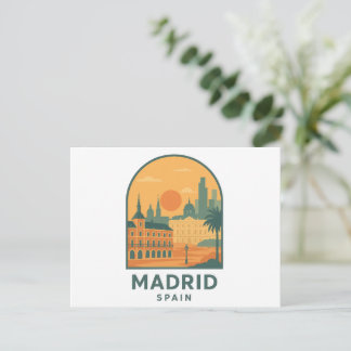 Retro Madrid Spanje Reizen – Oude Stad Briefkaart