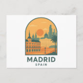 Retro Madrid Spanje Reizen – Oude Stad Briefkaart (Voorkant)