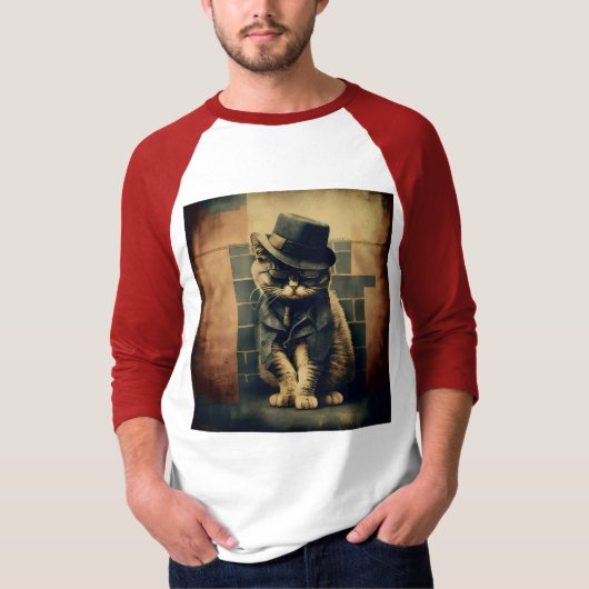 Retro Mafia Cat T-shirt (Voorkant)