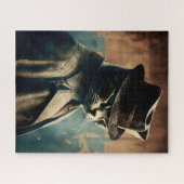 Retro Mafia Cool Cat Jigzaag Puzzle Legpuzzel (Horizontaal)