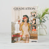 Retro  magazine 4 foto afstuderen kaart (Staand voorkant)
