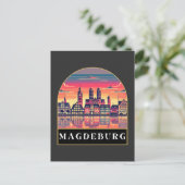 Retro Magdeburg Skyline Briefkaart (Staand voorkant)