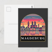 Retro Magdeburg Skyline Briefkaart (Voorkant / Achterkant)