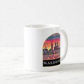 Retro Magdeburg Skyline Koffiemok (Voorkant rechts)
