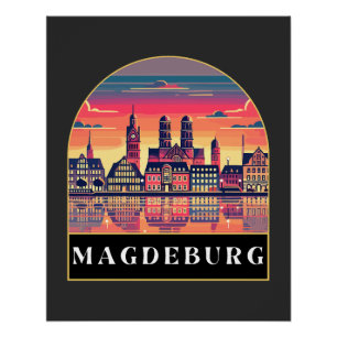 Retro Magdeburg Skyline Perfect Poster