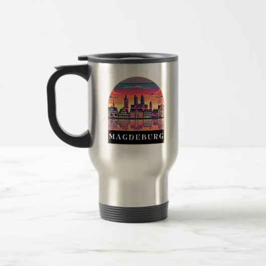 Retro Magdeburg Skyline Reisbeker (Links)