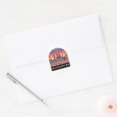 Retro Magdeburg Skyline Ronde Sticker (Envelop)