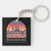 Retro Magdeburg Skyline Sleutelhanger (Achterkant)