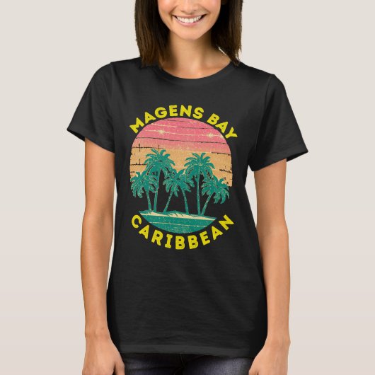 Retro Magens Bay Vakantie Souvenir Palm Tree T-shirt (Voorkant)