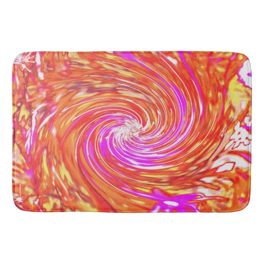 Retro Magenta en Autumn Colors Floral Swirl Badmat (Voorkant)