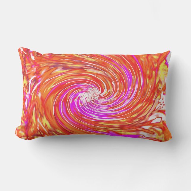 Retro Magenta en Autumn Colors Floral Swirl Kussen (Voorkant)