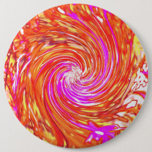 Retro Magenta en Autumn Colors Floral Swirl Ronde Button 6,0 Cm
