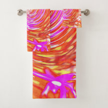 Retro Magenta en Herfstkleuren Bloemige Swirl