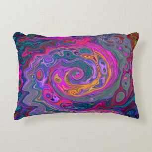 Retro Magenta, groene en Oranje Abstracte wervelko Accent Kussen